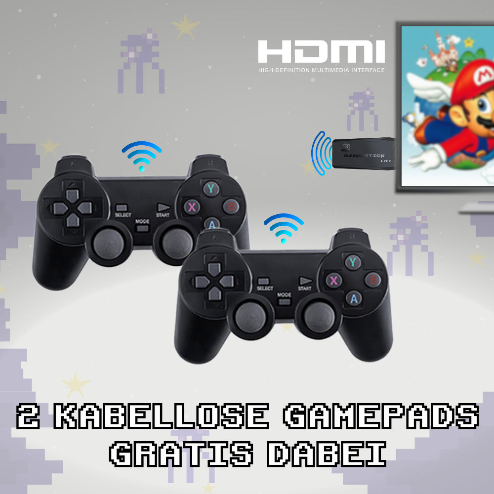 GameStick™ - 15'000 RETRO SPIELE + 2 KABELLOSE CONTROLLER