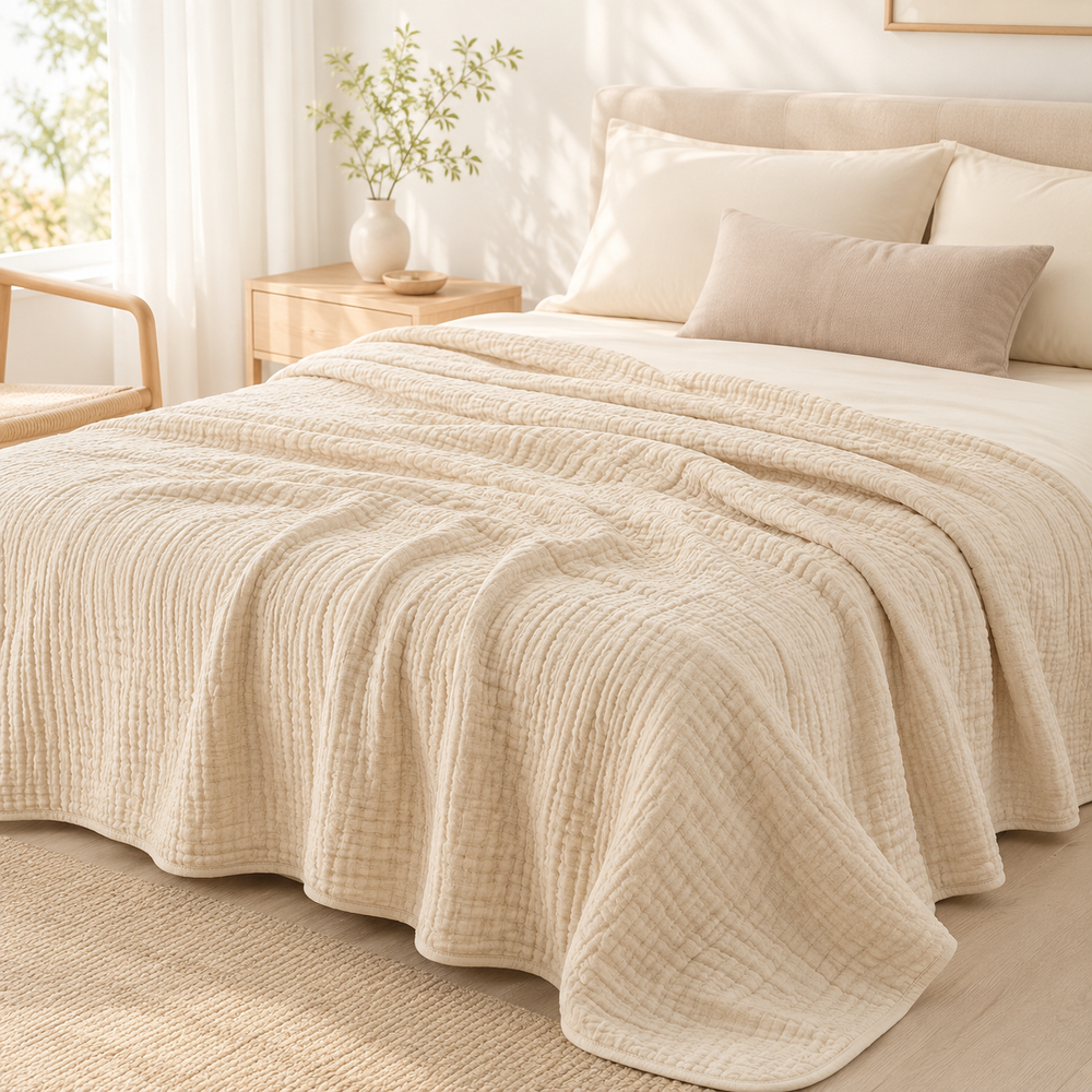 Musselin-Decke - 100% Bio Musselin Baumwolle